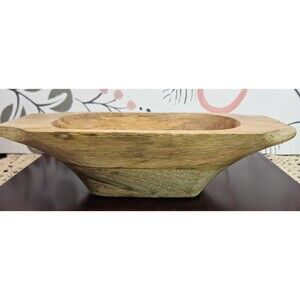 Mango Wood Dough Bowl w/ Elongated Sides for Handling